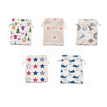 Polycotton(Polyester Cotton) Packing Pouches Drawstring Bags ABAG-S003-02-M-1