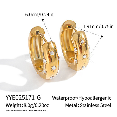 304 Stainless Steel Star Hoop Earrings EZ1230-1-1