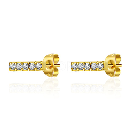 Round Stainless Steel Micro Pave Cubic Zirconia Stud Earrings for Women MR1320-5-1