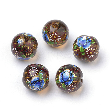 Printed Glass Beads GFB-Q001-10mm-C06-1