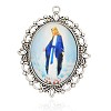 Antique Silver Plated Alloy Glass Human Photo Pendants PALLOY-J530-07AS-1