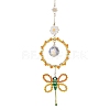 Alloy Enamel Flower & Glass Beads Ring Pendant Decorations HJEW-TA00256-1
