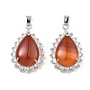Natural Red Agate & Rhinestone Pendants G-K338-31P-11-1