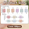 100Pcs Crackle Glass Cube Connectors Charms PALLOY-HY00066-2