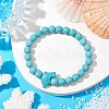 8MM Round Synthetic Turquoise Beaded Stretch Bracelets BJEW-JB10217-05-2