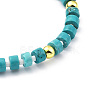 Adjustable Synthetic Turquoise & Natural Shell & Brass Braided Beaded Bracelet with Charms for Women BJEW-O187-08-2