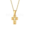 Stainless Steel Cross Pendant Cable Chain Necklaces for Women PW-WG067D3-01-1