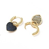 Cubic Zirconia Heart Padlock Dangle Hoop Earrings KK-E060-01G-3