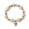 2Pcs 2 Colors Starfish & Turtle Dyed Synthetic Turquoise Beaded Stretch Bracelet Sets BJEW-JB10925-2
