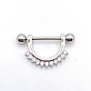 304 Stainless Steel Clear Cubic Zirconia Flat Round Nipple Rings WG994A5-11-1