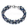 Ion Plating(IP) Two Tone 201 Stainless Steel Byzantine Chain Bracelet for Men Women BJEW-S057-94A-1