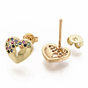 Brass Micro Pave Colorful Cubic Zirconia Stud Earrings EJEW-S208-034-1