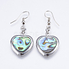 Abalone Shell/Paua Shell Dangle Earrings EJEW-F147-A10-1