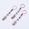 Natural/Synthetic Gemstone Chakra Pointed Keychain KEYC-P040-D-2