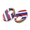 Independence Day Opaque Striped Resin & Walnut Wood Pendants RESI-U010-02M-2