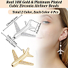 8Pcs 2 Colors Brass Micro Pave Cubic Zirconia Airliner Beads ZIRC-BBC0002-58-2