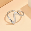 Wave 304 Stainless Steel Cuff Rings FS-WG0CC98-01-2