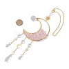 Wire Wrapped Natural Rose Quartz Chip & Brass Moon Pendant Decorations HJEW-JM01504-01-2