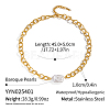 Elegant Natual Baroque Freshwater Pearl Nuggets Pendant 304 Stainless Steel Textured Chain Necklaces for Women NO8984-1