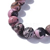 Natural Rhodonite Round Beads Stretch Bracelets BJEW-JB04174-03-2