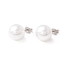 6 Pair Shell Pearl Round Ball Stud Earrings EJEW-A067-18B-4