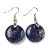 Rack Plating Brass Flat Round Dangle Earrings for Women EJEW-B064-01P-08-1