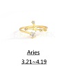 Twelve Constellation Brass Micro Pave Clear Cubic Zirconia Cuff Rings FS-WG8E359-08-1