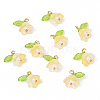 10Pcs Acrylic & Glass Flower Pendants PALLOY-YW00116-08-1