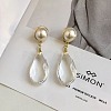 Brass & Imitation Pearl Round Stud Earrings WG00083-01-1