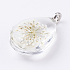 Glass Dried Flower Pendants GLAA-K018-E-2