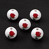 Printed Natural Wood European Beads LS-WOOD-C015-03A-3