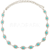 1Pc Alloy with Resin Imitation Turquoise Oval Link Chain Belts AJEW-CY0001-79B-1