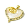 Mother's Day Real 18K Gold Plated Brass Micro Pave Clear Cubic Zirconia Pendants KK-H472-13G-03-2