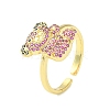 Bear Cubic Zirconia Open Cuff Ring RJEW-F145-01G-4