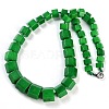 Dyed Natural Malaysia Jade Hexagon Prism Graduated Beaded Necklaces for Women Men NJEW-K388-03H-1