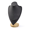 Bust Shaped Microfiber & Wood Jewelry Necklace & Earrings Display Stands NDIS-H042-01C-02-1