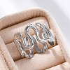 Wave 304 Stainless Steel Finger Rings for Women RJEW-F174-06P-3