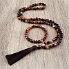 Natural Agate Round Beaded Pendant Necklaces & Bracelets Sets FS-WG9D102-19-1