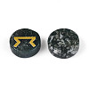 Brass Elder Futhark Alphabet Engraved Symbol Flat Round Natural Indian Agate Rune Stones G-I373-01A-2