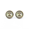 Picture Glass Stud Earrings EJEW-O088-121-1