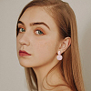 4 Pairs 4 Colors Alloy Enamel Flat Round Dangle Stud Earrings for Women EJEW-FI0002-65-6