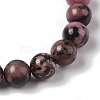 8mm Round Natural Rhodonite Braided Bead Bracelets BJEW-C067-01B-13-3
