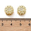 Flower Brass Micro Pave Clear Cubic Zirconia European Beads KK-D229-05G-3