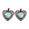 Synthetic Turquoise Peach Love Heart Pendants G-G158-01-04-1