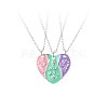 3Pcs Alloy Enamel Mom Daughter Heart Magnetic Pendant Necklace Sets for Mother's Day FS-WG5C723-02-4