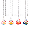 4Pcs 4 Colors PVC Cartoon Lucky Cat Doll Charms Ceiling Fan Pull Chain Extenders AJEW-DC00003-1