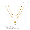 Stainless Steel Pave Clear Cubic Zirconia Star Pendant Double Layer Necklaces for Women's Daily Wear HB1579-2-2