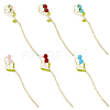 SUPERFINDINGS 6Pcs 6 Style Strawberry & Cherry Alloy Enamel Hair Sticks OHAR-FH0001-11-1