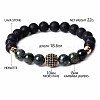 Natural Rhyolite Jasper & Lava Rock & Cubic Zirconia Round Beads Stretch Bracelets for Men Women Round Beads Stretch Bracelets for Men Women FF8165-5-1