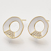 Brass Micro Pave Cubic Zirconia Stud Earring Findings KK-T054-36G-04-NF-1